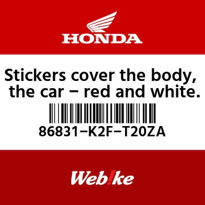 【HONDA Thailand 原廠零件】車身貼紙 86831-K2F-T20ZA
